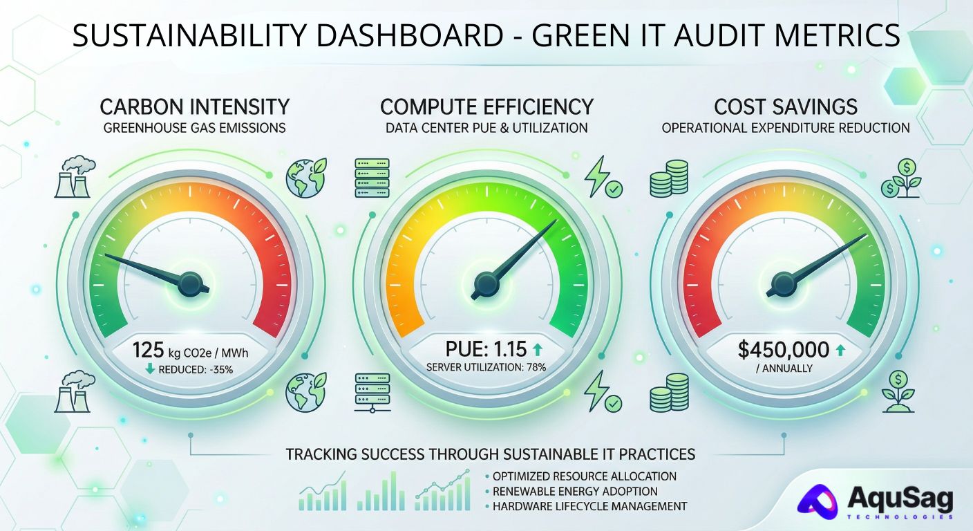 Green IT Audits, Sustainable Software Engineering, Carbon-Aware Computing, Cloud Infrastructure Optimization, Green Cloud Computing 2026, ESG for Tech, AquSag Technologies