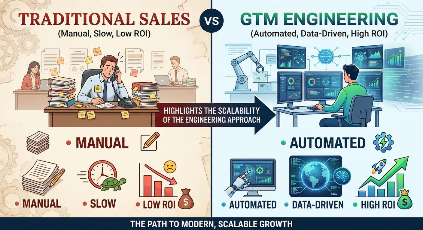 Modern GTM Infrastructure for Sales and Growth GTM Engineering, Sales Automation 2026, Signal-Based Selling, Automated Outreach, LinkedIn Lead Generation, Revenue Operations, AquSag Technologies